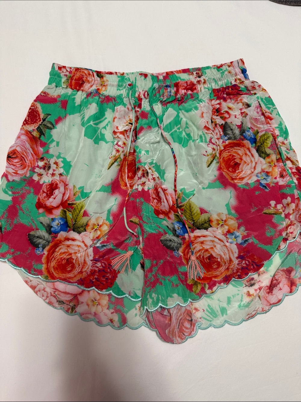 Rococo Sand Floral Mint Green Pink Shorts